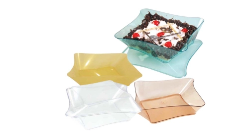 Wavy quadrilateral bowl with or without cap 1.050cc