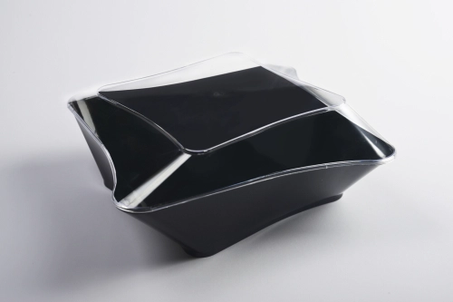 Wavy quadrilateral bowl with or without cap 250cc
