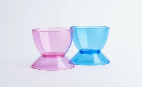 Rounded bowl  light blue 130cc No 1  with cap in  light blue color